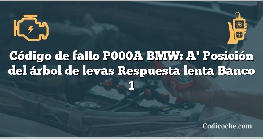 Código de Avería P000A BMW: A' Posición del árbol de levas Respuesta lenta Banco 1