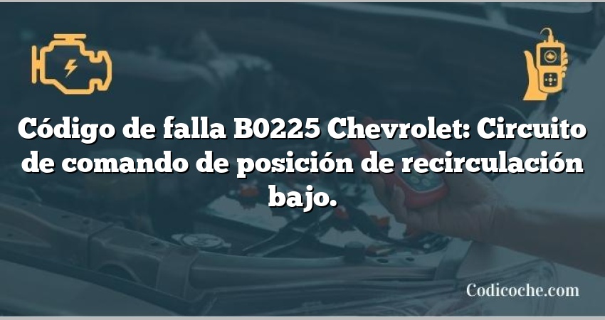 Código de falla B0225 Chevrolet: Circuito de comando de posición de recirculación bajo.